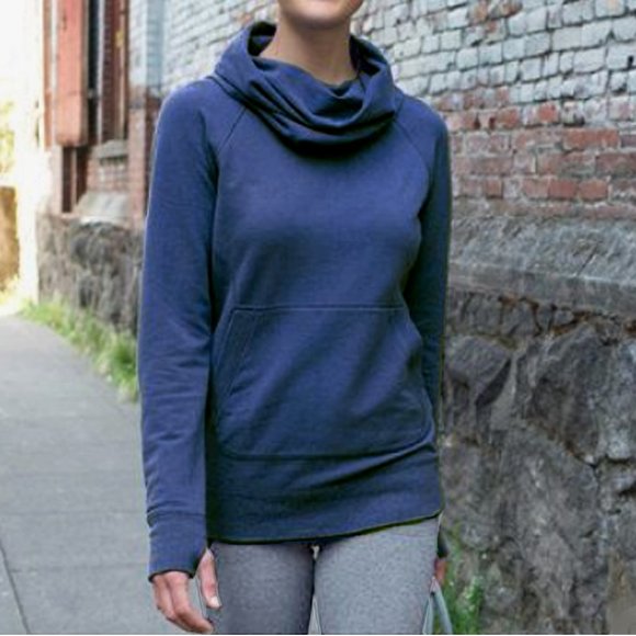 Cozy Cowlneck Pullover Blue Sweatshirt 